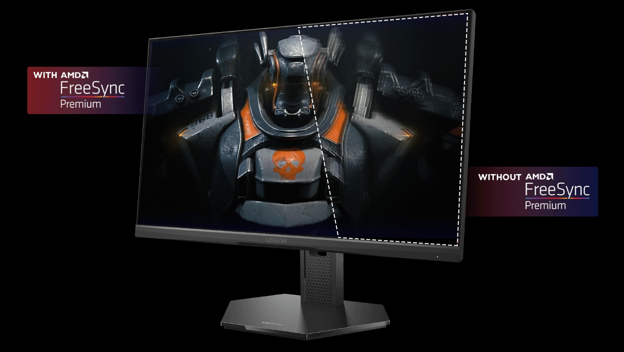 An MechWarrior image from the video game as screen-fill example picture shows how clear the monitor display with AMD FreeSync Premium and VESA Adaptive Sync technology. מסך מחשב גיימינג Legion 25-10 מבית Lenovo