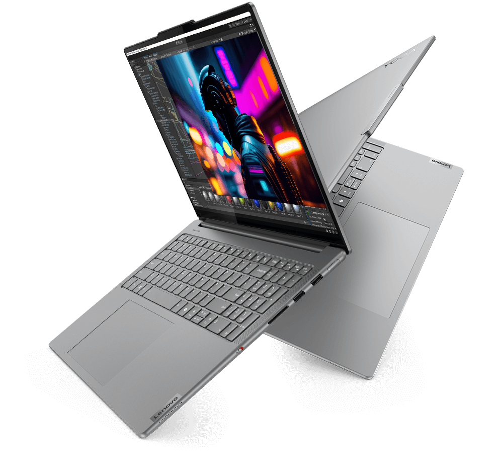 Yoga Pro 9i Notebook, geöffnet mit Blick auf eine Bildbearbeitungssoftware