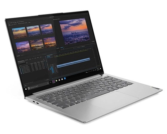 Lenovo Yoga Slim 7i Pro 14 silver laptop left three-quarter view