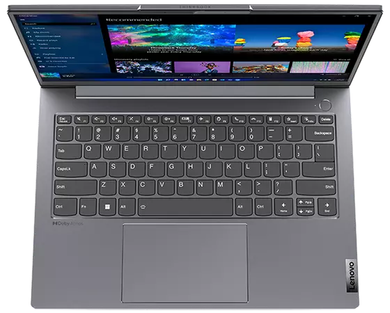 Overhead shot of keyboard on the Lenovo ThinkBook 14 Gen4+ laptop.