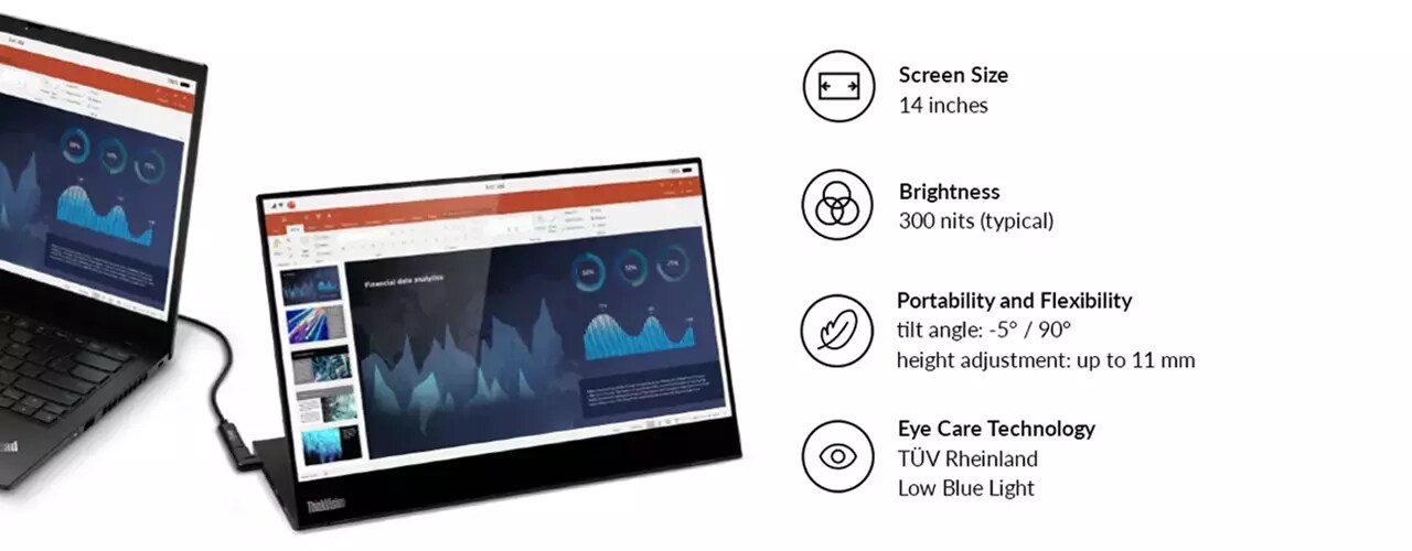 ThinkVision M14t USB-C Mobile Monitor with Touch Screen