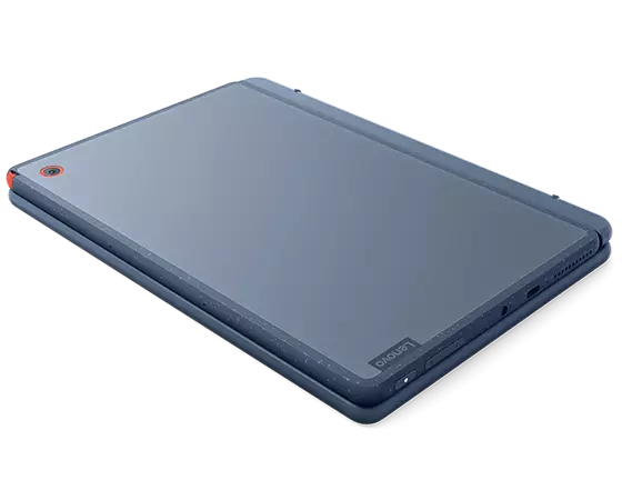 Lenovo 10w (10” QLC), closed and laid flat, showcasing folio case and Lenovo logo