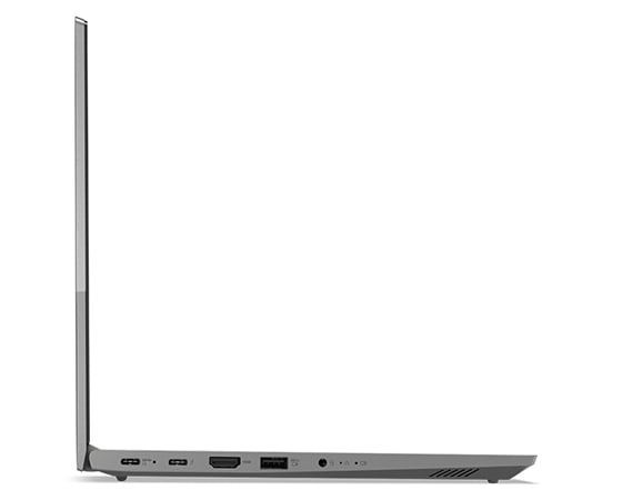 Left view of an open Lenovo ThinkBook 14 Gen 4 (Intel) laptop 