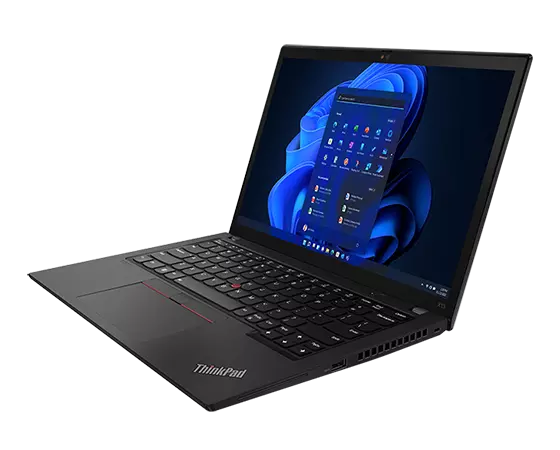 Right side view of ThinkPad X13 Gen 3 (13" Intel), opened 90 degrees, showing display, keyboard, and ports