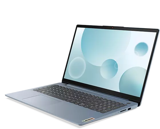 Misty Blue IdeaPad 3i Gen 7 laptop facing left