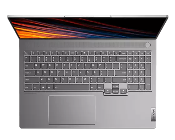 Portable Lenovo ThinkBook 16p Gen 2 (16'' AMD), vue de dessus avec capot ouvert