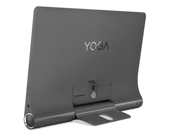 Vista trasera de la Lenovo Yoga Smart Tab con el Asistente de Google