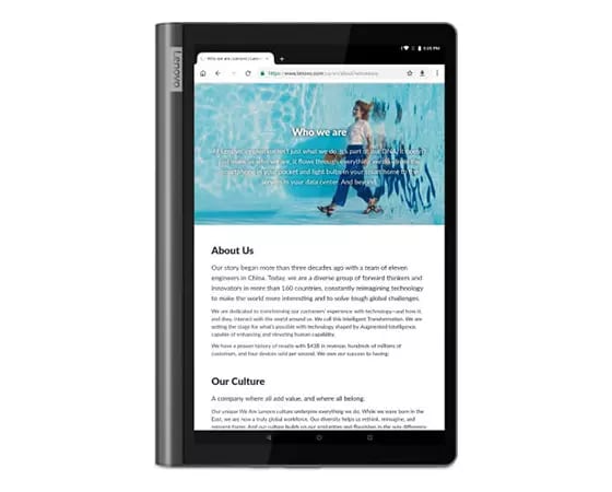 Lenovo Yoga Smart Tab avec l’Assistant Google - Vue à la verticale