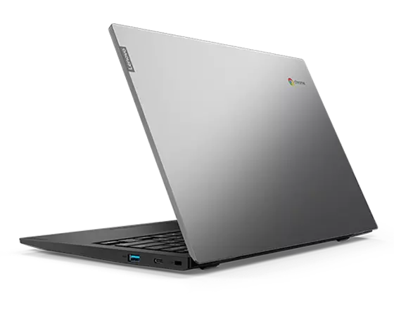 Lenovo Chromebook S345(14, AMD) right rear view showing logo