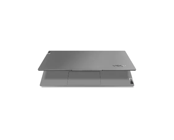 Front view of Lenovo Yoga Slim 7i (13”), opened slightly showing Yoga logo