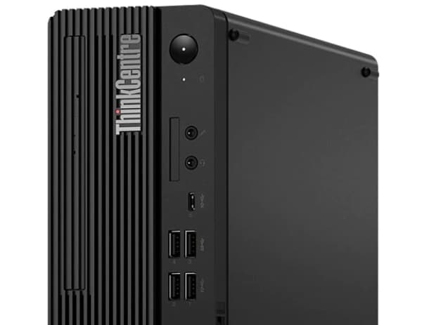 Close-up of Lenovo ThinkCentre M80s Gen 3 front ports.