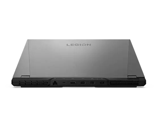 Rückansicht des Lenovo Legion 5i Pro Gen 7 (16'' Intel) Gaming-Notebooks, geschlossen, mit Anschlüssen
