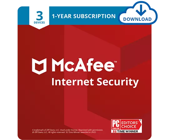 McAfee Internet Security 1 Year, 3 Devices (Electronic Download)