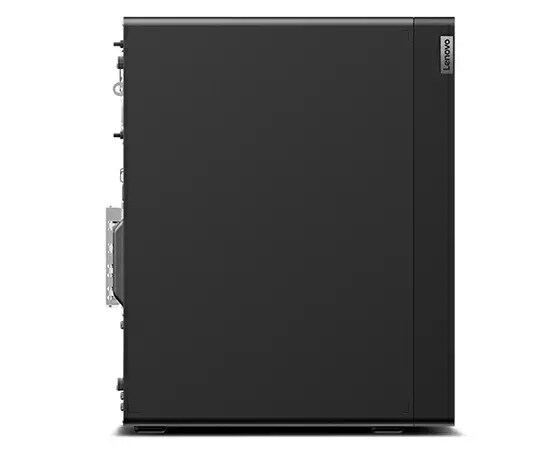 Left-side profile of Front-facing Lenovo ThinkStation P360 tower workstation.