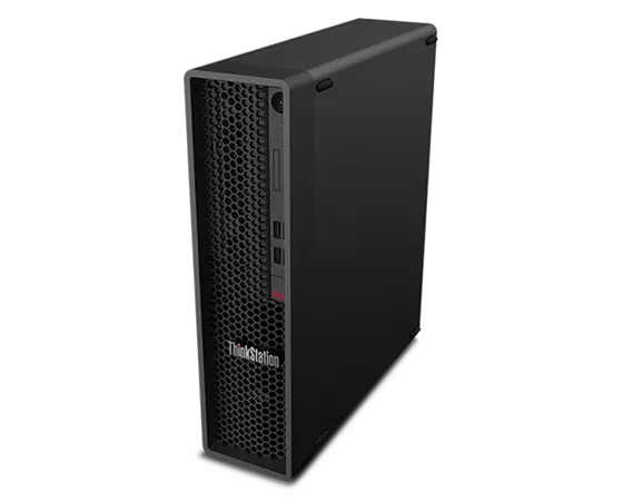 Lenovo ThinkStation P350 SFF workstation—front view, ¾ right-front view from top