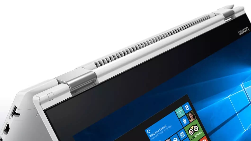 Lenovo Yoga 510 in white, hinge detail
