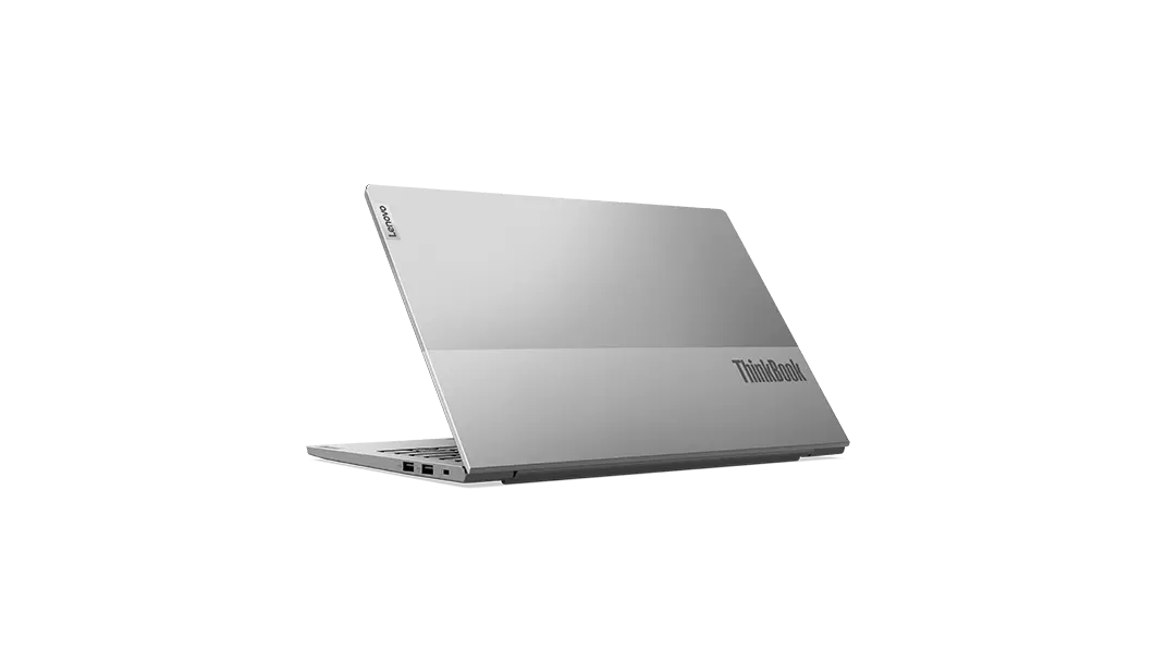 Left-angled rear view of the Lenovo ThinkBook 13s Gen 2 (Intel) laptop