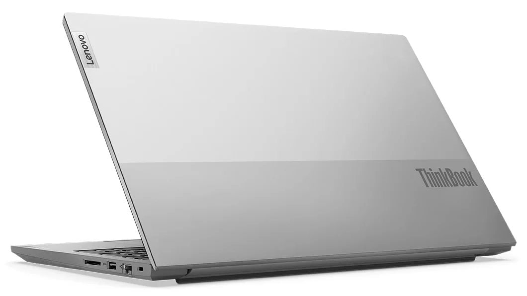 Lenovo ThinkBook 15 Gen 4 (15, AMD) laptop – ¾ right-rear view, lid partially open