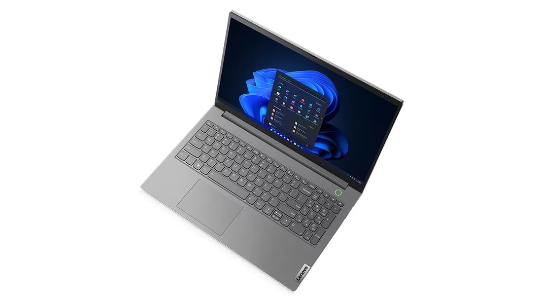 Lenovo ThinkBook 15 Gen 4 (15, AMD) laptop – ¾ right-front view from slightly above, lid open