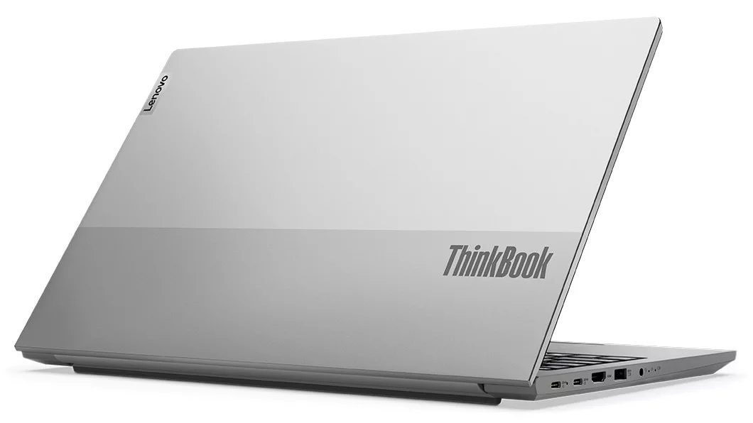 Lenovo ThinkBook 15 Gen 4 (15, AMD) laptop – ¾ left-rear view, lid partially open
