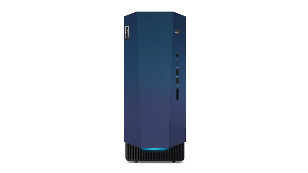 Front-left angle view of the IdeaCentre Gaming 5 Gen 6 (AMD) tower desktop with a NVIDIA Studio logo in the upper right