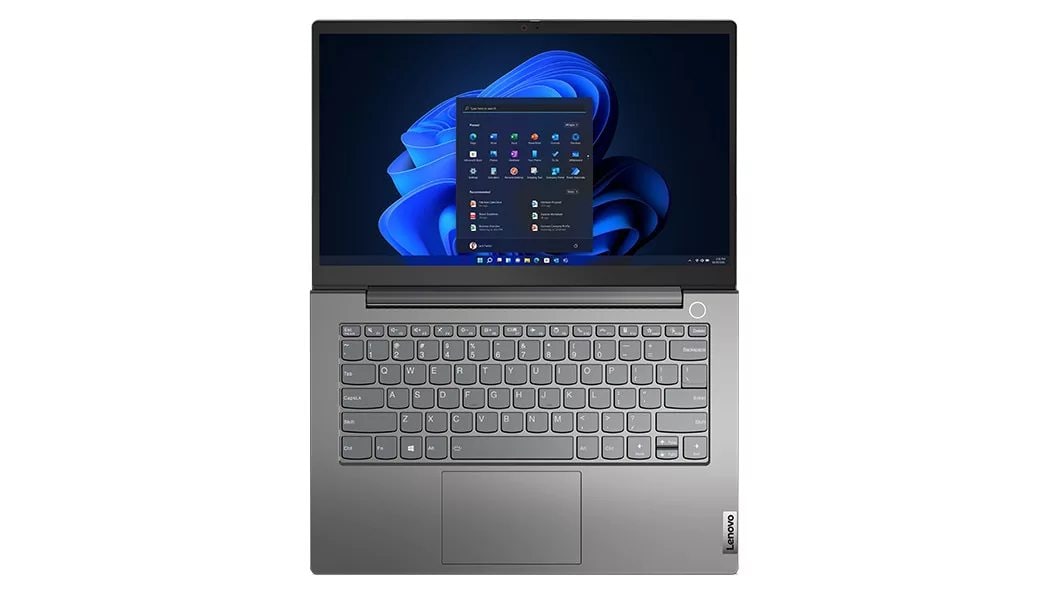Lenovo ThinkBook 14 Gen 4 (14" AMD) laptop – top view, lid open 180 degrees