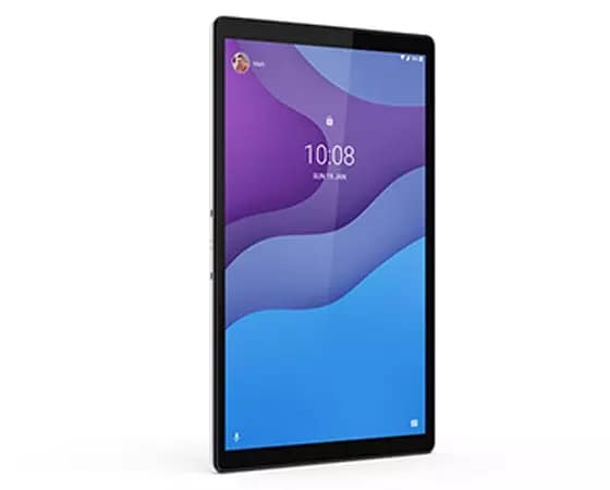 Lenovo Tab M10 HD (2. Gen) fra siden i stående tilstand 