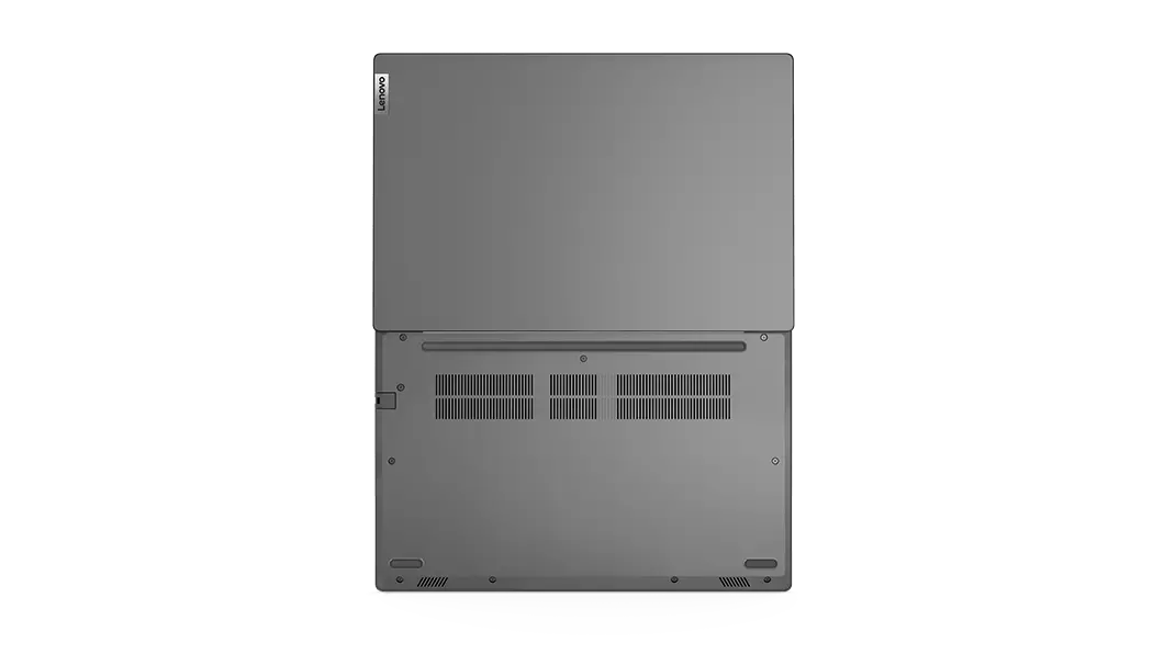 image of Lenovo V14 Gen 2 (14,Intel) laptop – bottom view, with lid fully open