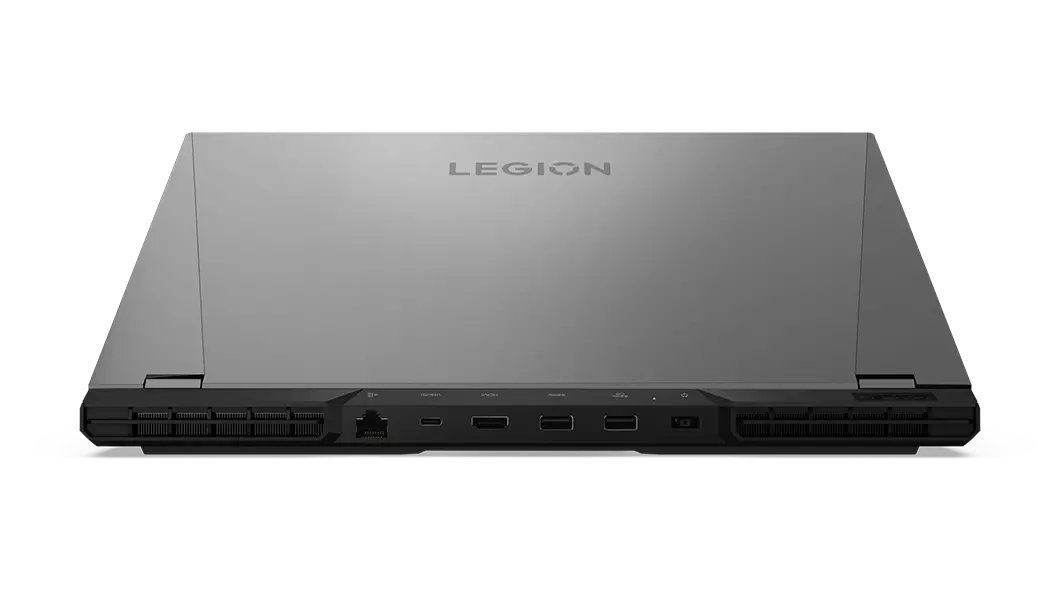 Rear view of Lenovo Legion 5i Pro Gen 7 (16, Intel) gaming laptop, closed, showing ports