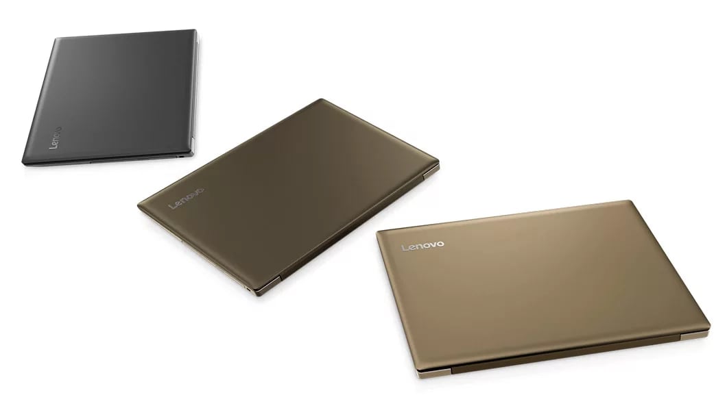 Three Lenovo Ideapad 520s (15) in Iron Grey, Champagne Gold, and Bronze