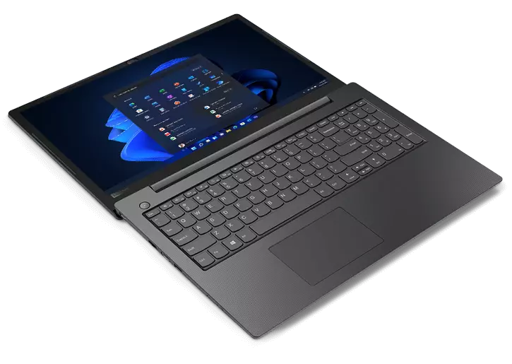 Lenovo V130 (15) laptop open 180 degrees.