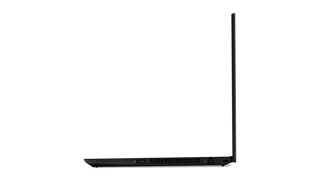 Right-side profile of Lenovo ThinkPad T14 Gen 2 (14, AMD) laptop open 90 degrees.