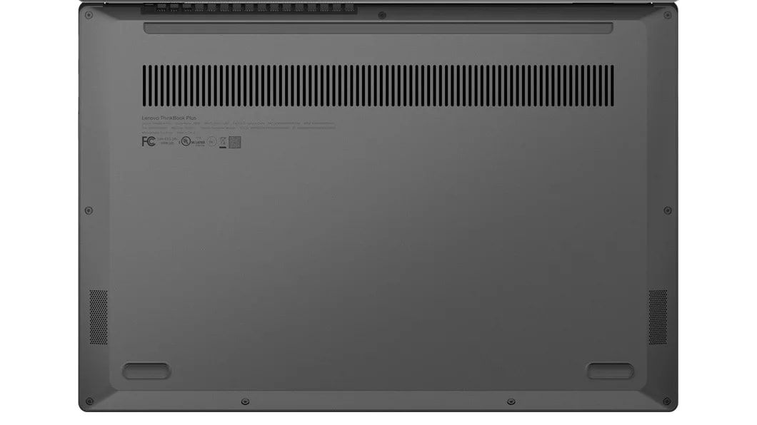 Lenovo ThinkBook Plus bottom side showing vent and audio.