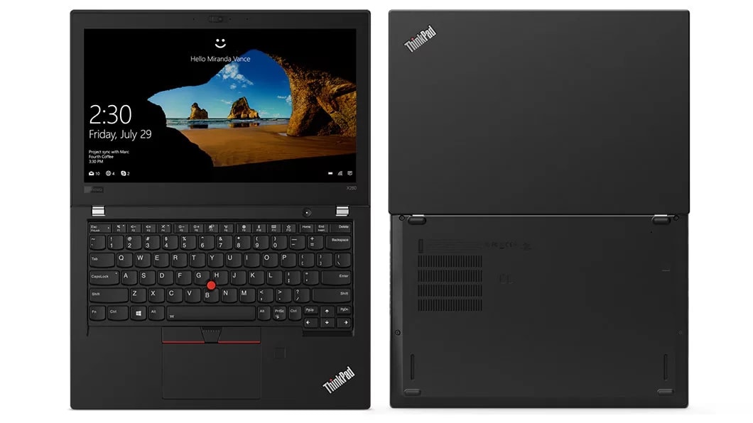 Lenovo ThinkPad X280 Open Front and Rear View 180 Degrees Thumbnail