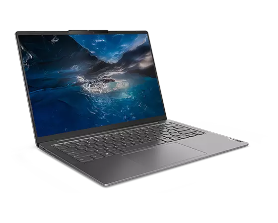 Yoga Slim 6i Gen 8-laptop, rechteraanzicht met scherm ingeschakeld