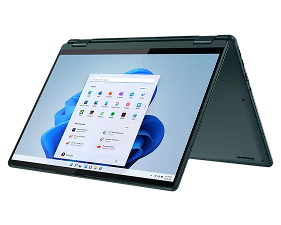 Yoga 6 Gen 8 laptop in tent mode with display on
