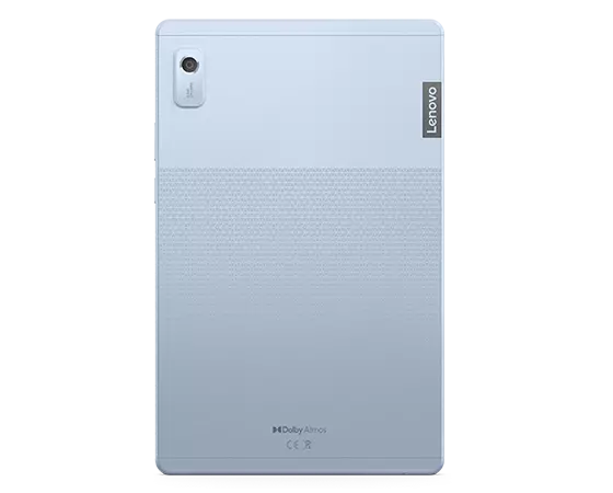 Vista posterior de la tablet Lenovo Tab M9 en Frost Blue