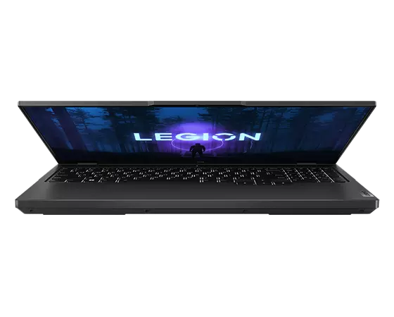 Legion Pro 5i Gen 8 (16” Intel) front facing slightly open with white keyboard backlight on1