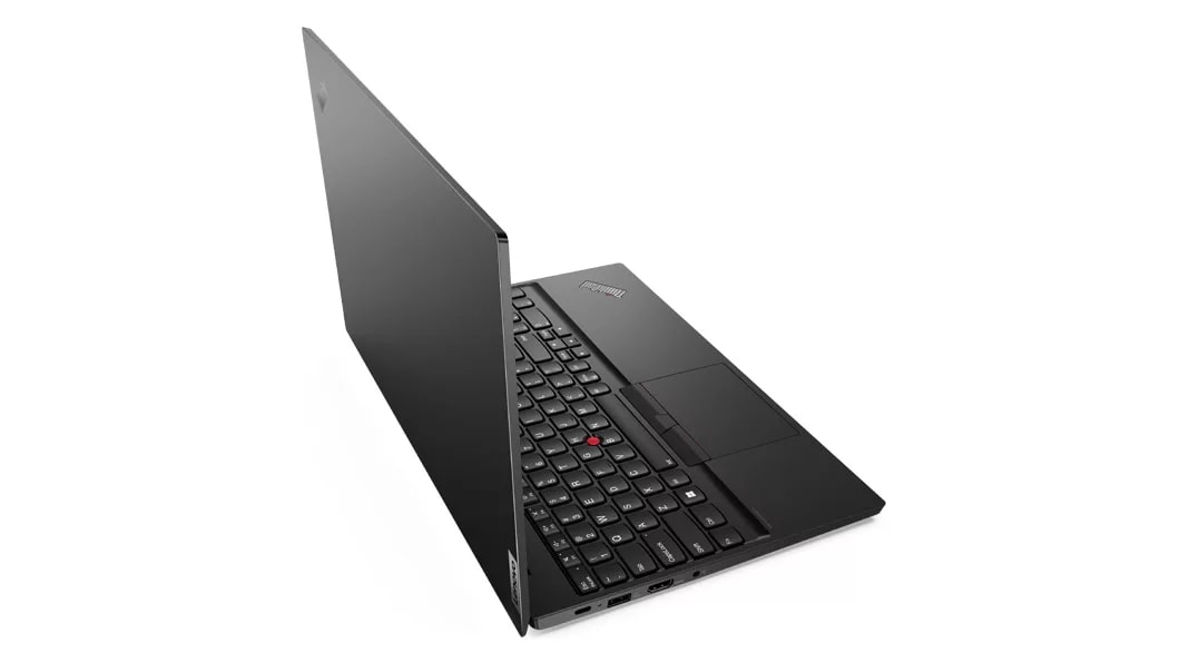 Right side view of Lenovo ThinkPad E15 Gen 4 (15, AMD) laptop, opened 90 degrees, showing keyboard and ports