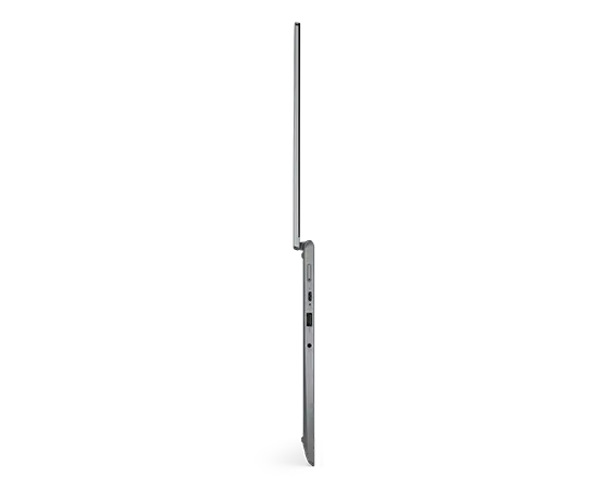 Super slim profile of the Lenovo ThinkPad L13 Yoga Gen4 open 180 degrees.