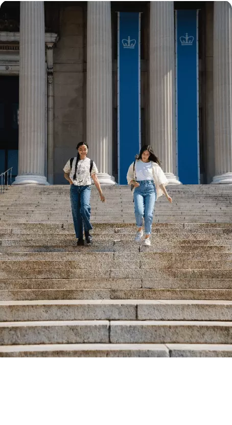 Students walking down stairs