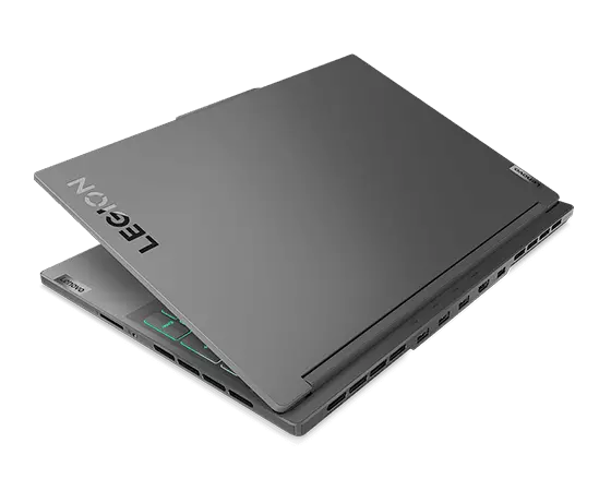 Right back view of the Lenovo Legion Slim 7i Gen 8 (16 Intel), nearly closed, showing rear and right side ports