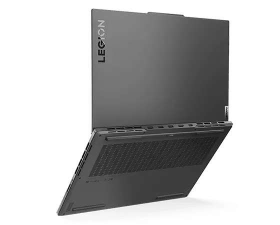 Back right angle view of the Lenovo Legion Slim 7i Gen 8 (16 Intel) opened past 90 degrees