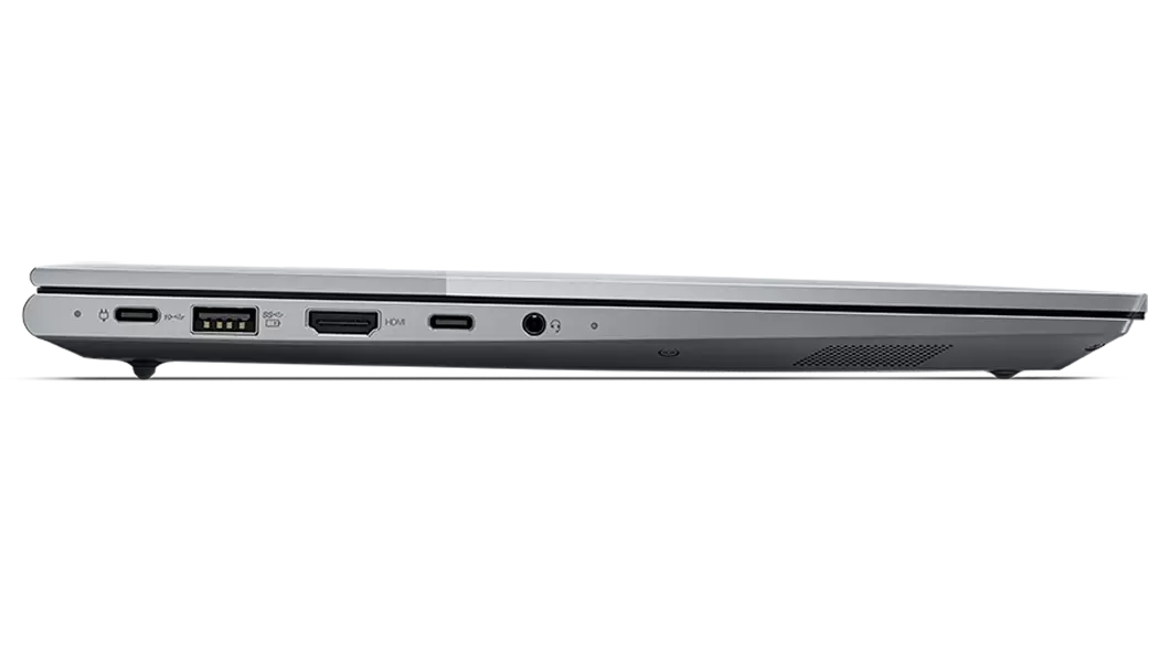 Profile of left-side ports on the Lenovo ThinkBook 14 Gen 4+ laptop, closed cover.