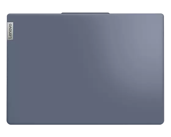 Bovenaanzicht van een gesloten 14" Lenovo IdeaPad Slim 5 met Lenovo-logo op de bovenzijde.