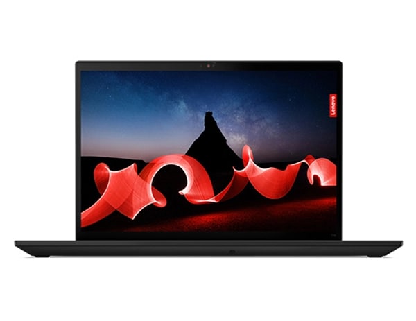 Lenovo ThinkPad T16 Gen 2 Notebook, Ansicht von oben, um 90 Grad geöffnet.