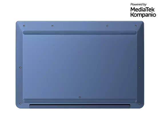 Vista frontal en ángulo del Chromebook Lenovo IdeaPad Slim 3 de 35,56 cm (14") ligeramente abierto, mostrando los logos de Lenovo y Chromebook y parte del panel táctil.