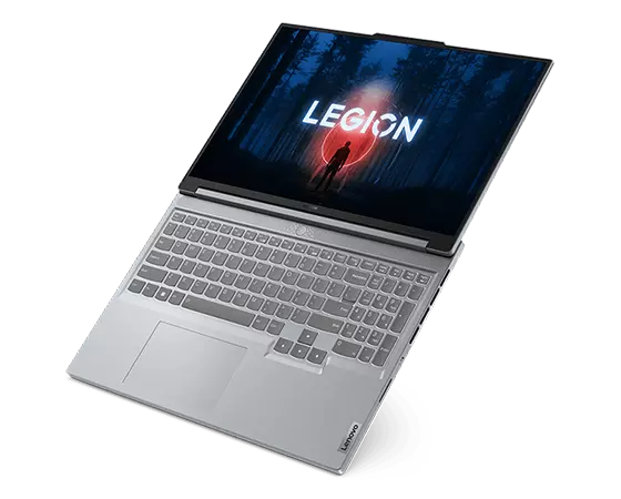 Lenovo Legion Slim 5 Gen 8-laptop naar links gericht in 180-graden stand