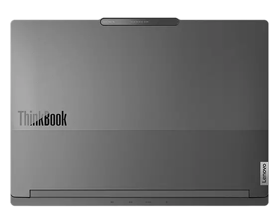 Vue aérienne du couvercle fermé du portable Lenovo ThinkBook 16p Gen 4.