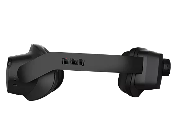 Vue latérale gauche du casque ThinkReality VRX de Lenovo présentant le logo ThinkReality